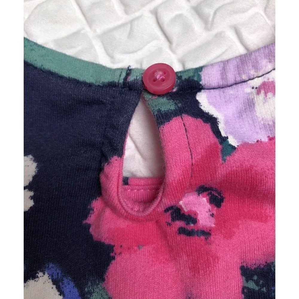 Gymboree Girls Size 2T Blue Pink Floral Short Sleeve Dress
